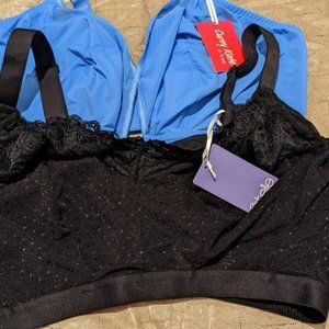 Set of TWO stretchy wireless lounge bras, NWT, Curvy Kate and Flirtelle, 40J/JJ